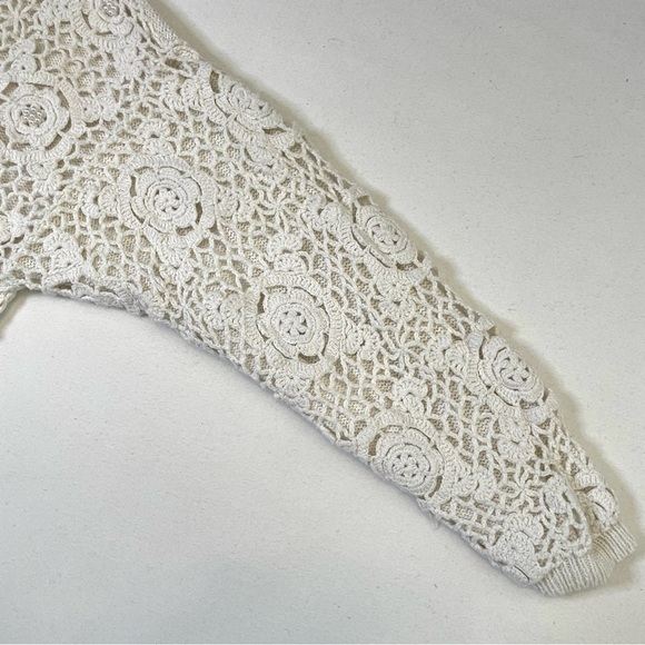 Y2K granny crochet overlay faux pearl accent sweater 2X - Picture 4 of 12